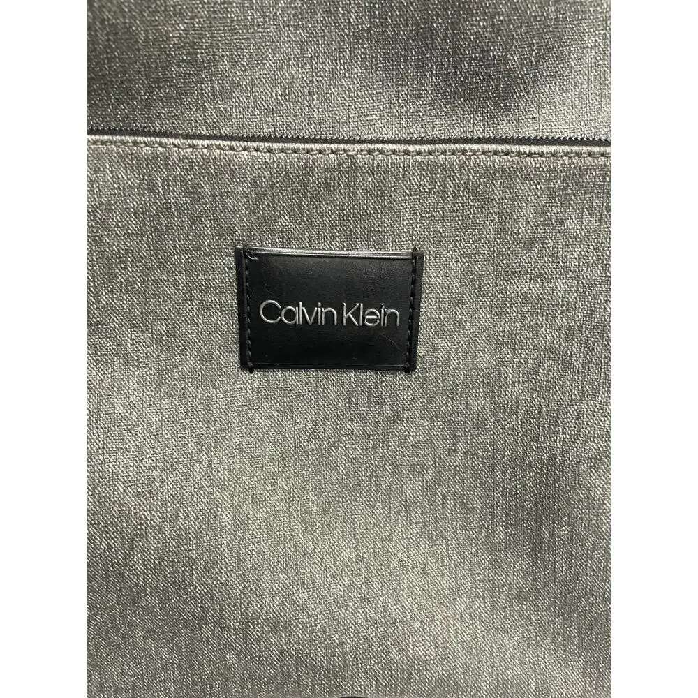 Calvin Klein Backpack Charcoal Gray Textured Body Black Leather Accents